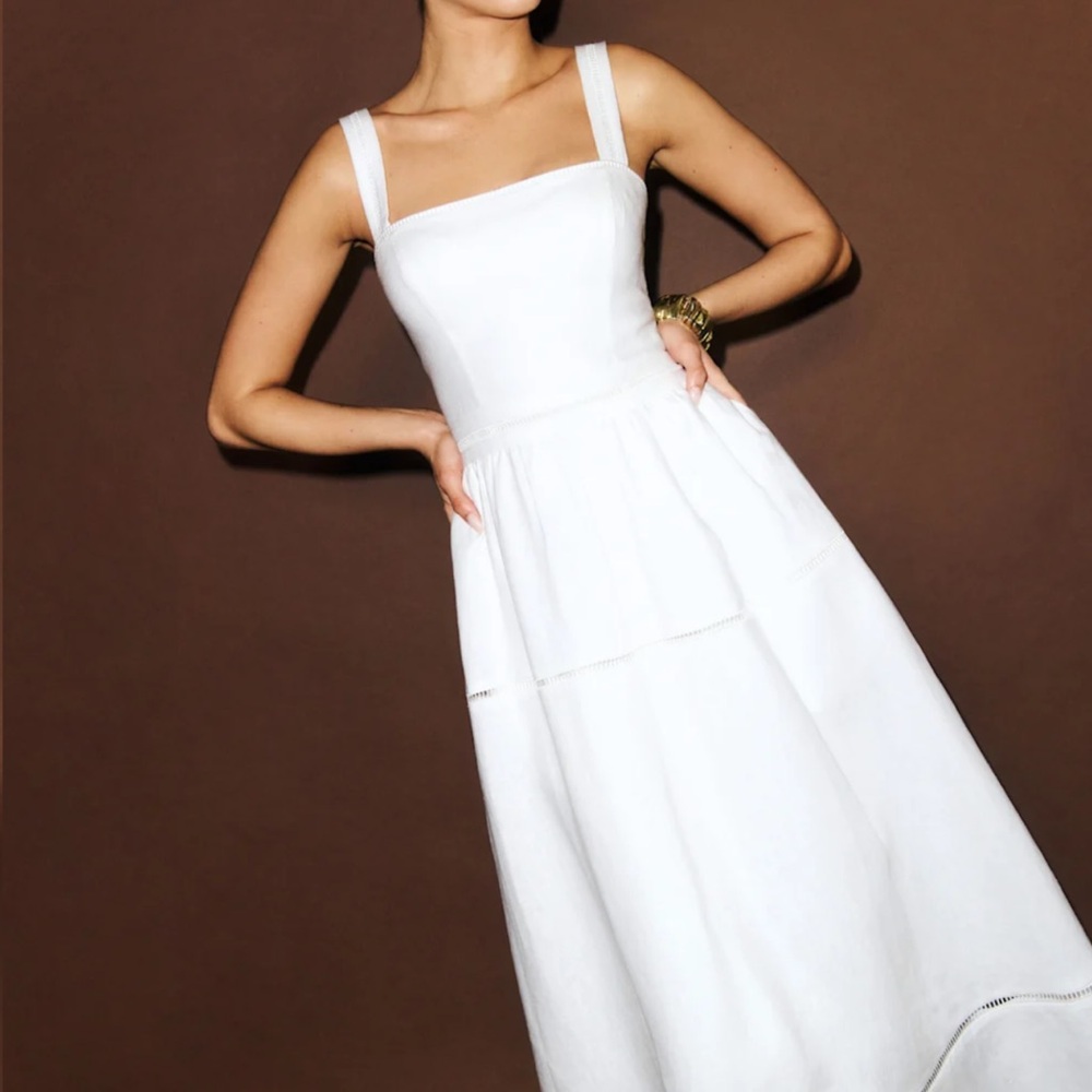 Reformation Everett Linen Dress White